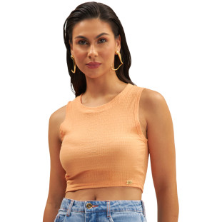 Regata Cropped Onça Preta Basica Ve25 Laranja Feminino