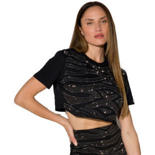 T-Shirt Onça Preta Strass In24 Preto Feminino