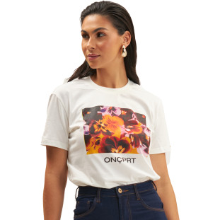 Camiseta Onça Preta Estampa Local Ve25 Off White Feminino