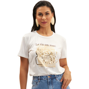 Camiseta Onça Preta Silk Localizado Ve25 Off White Feminino