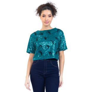 Tshirt Onça Preta Cropped Plums IV23 Verde Feminino