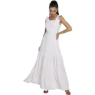 Vestido Onça Preta Frente Unica Longo V23 Branco Feminino